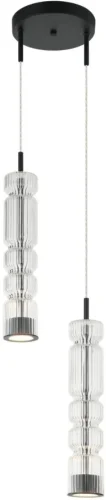 Светильник подвесной LED Up and down 4023/02/02PW Stilfort прозрачный на 1 лампу, основание чёрное в стиле современный каскад