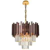 Люстра подвесная VERTIGO 81439/6C COBALT Natali Kovaltseva прозрачная коричневая на 6 ламп, основание золотое в стиле классический 