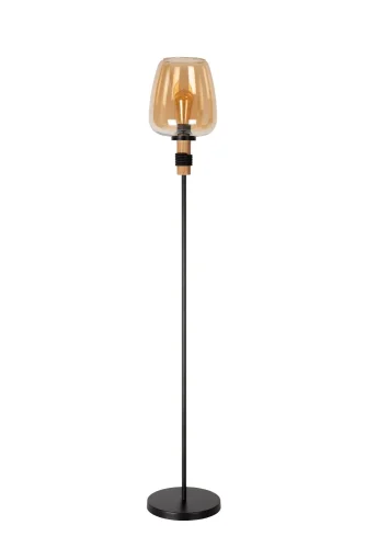 Торшер Ilona 45708/01/62 Lucide  янтарный 1 лампа, основание чёрное в стиле винтаж лофт
 фото 2