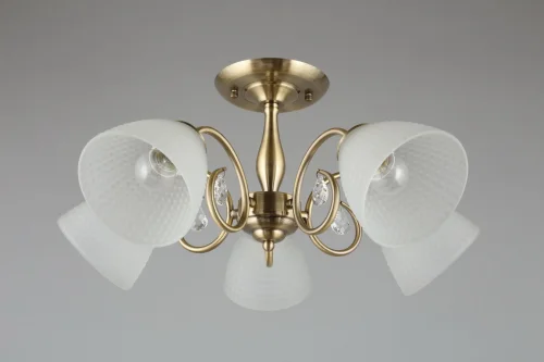 Люстра потолочная Rezzato OML-65407-05 Omnilux белая на 5 ламп, основание бронзовое в стиле классический  фото 3