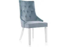Деревянный стул Elegance white / blue 11586 Woodville, голубой/велюр, ножки/дерево/белый, размеры - ****520*580