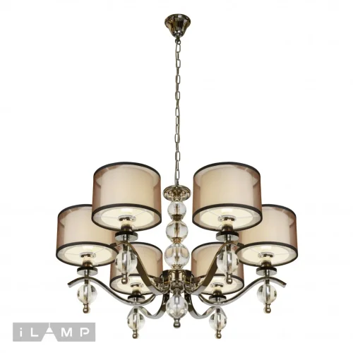 Люстра подвесная Malibu P2335-6 nic iLamp коричневая на 6 ламп, основание никель в стиле современный американский фото 2