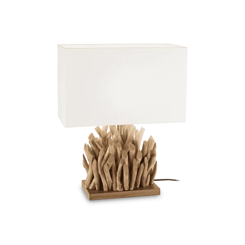 Настольная лампа SNELL TL1 BIG Ideal Lux белая 1 лампа, основание коричневое дерево в стиле кантри 