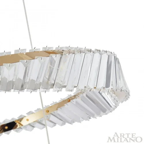 Люстра подвесная LED с пультом AM-Venezia 318311/D600-D400 GD Arte Milano прозрачная на 1 лампу, основание золотое в стиле современный кольца с пультом фото 5
