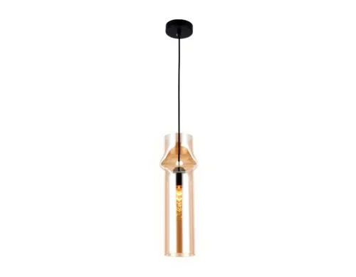 Светильник подвесной TR3560 Ambrella light янтарный 1 лампа, основание чёрное в стиле современный трубочки