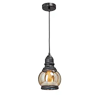 Светильник подвесной V4530-1/1S Vitaluce янтарный 1 лампа, основание чёрное в стиле лофт 