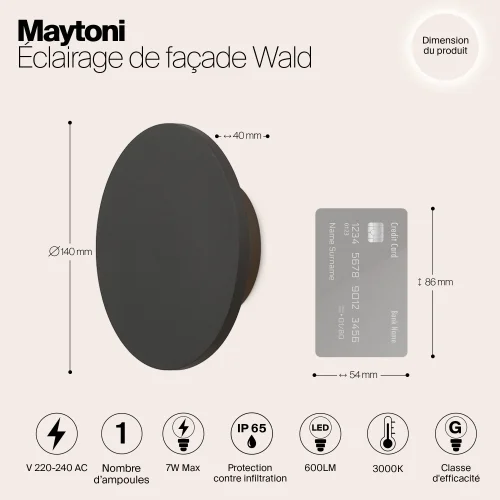 Бра LED Wald O420WL-L7GF Maytoni чёрный на 1 лампу, основание чёрное в стиле современный хай-тек фото 4