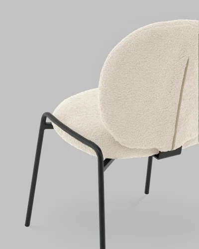 Стул Моллек букле молочный УТ000041520 Stool Group, белый/букле, ножки/сталь/чёрный, размеры - ***** фото 6