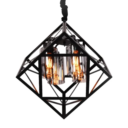 Светильник подвесной Brutte LDP 11339-4 BK Lumina Deco янтарный 4 лампы, основание чёрное в стиле лофт ковка кантри 