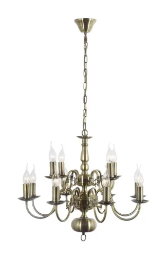 Люстра хрустальная подвесная Linera E 1.1.12 A Arti Lampadari без плафона на 12 ламп, основание бронзовое в стиле классический 