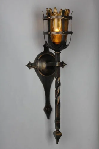 Бра Crestuma OML-50001-01 Omnilux янтарный на 1 лампа, основание чёрное в стиле кантри  фото 2