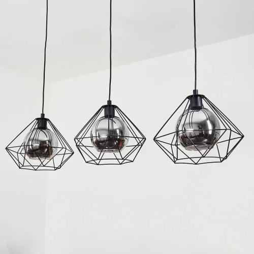Светильник подвесной Vernham 43483 Eglo серый чёрный 3 лампы, основание чёрное в стиле современный лофт  фото 2