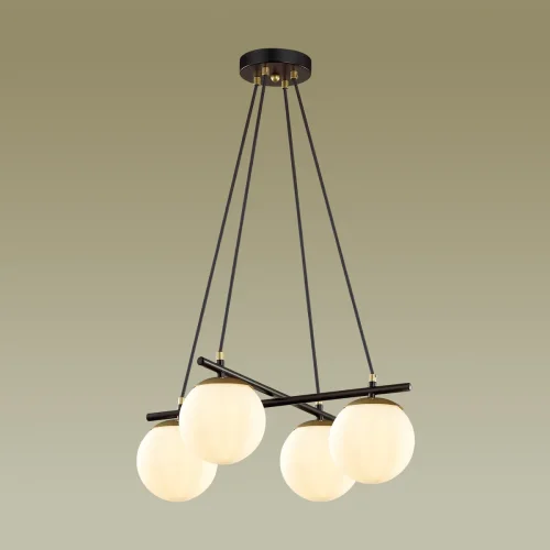 Люстра подвесная Moderni 5212/4 Lumion белая на 4 лампы, основание чёрное в стиле современный шар фото 3
