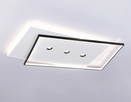 Светильник потолочный LED с пультом FL5066 Ambrella light белый чёрный 1 лампа, основание белое в стиле современный хай-тек квадраты фото 5