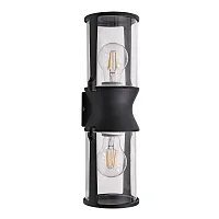 Настенный светильник уличный Minchir A8306AL-2BK Arte Lamp уличный IP65 чёрный на 2 лампы, плафон прозрачный в стиле современный E27