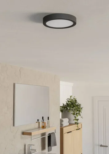 Светильник накладной LED Fueva 901324 Eglo белый на 1 лампу, основание чёрное в стиле современный круглый фото 3