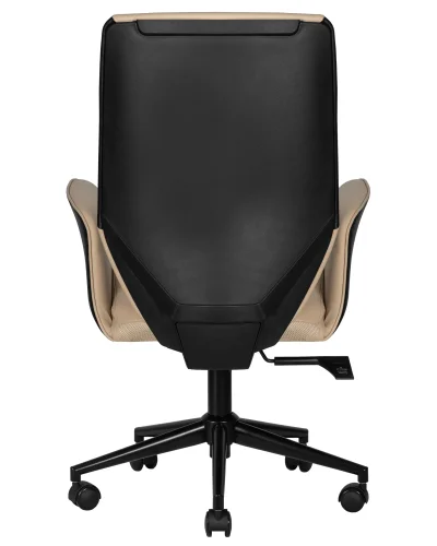 Офисное кресло для руководителя 127B-LMR MAXWELL, цвет кремово-черный Dobrin, кремовый чёрный/экокожа, ножки/металл/чёрный, размеры - 1000*1100***640*610 фото 5