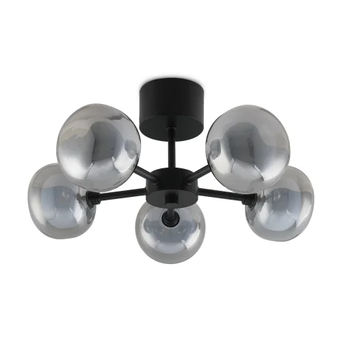 Люстра потолочная Shimmer FR5435PL-05B Freya чёрная серая на 5 ламп, основание чёрное в стиле современный шар фото 2