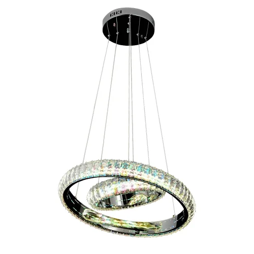 Люстра подвесная LED с пультом Aigo OML-03703-108 Omnilux прозрачная на 1 лампа, основание хром в стиле хай-тек с пультом кольца