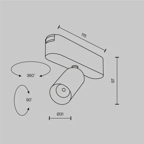 Трековый светильник LED Magnetic track system Radity TR103-1-5W3K-M-W Maytoni белый для шинопроводов серии Magnetic track system Radity белый фото 10