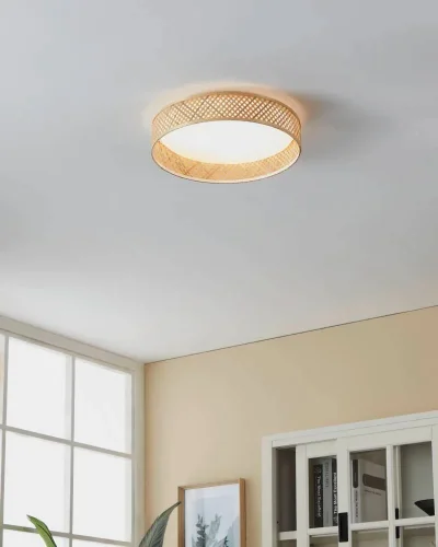 Светильник потолочный LED Luppineria 900464 Eglo белый бежевый на 1 лампу, основание коричневое бежевое в стиле кантри современный фото 2 Светильник потолочный LED Luppineria 900464 Eglo белый бежевый на 1 лампу, основание коричневое бежевое в стиле кантри современный фото 2