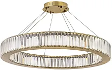 Люстра подвесная хрустальная LED Anzio L 1.5.80.100 A Arti Lampadari прозрачная на 1 лампа, основание бронзовое в стиле современный кольца