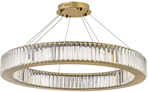 Люстра подвесная хрустальная LED Anzio L 1.5.80.100 A Arti Lampadari прозрачная на 1 лампа, основание бронзовое в стиле современный кольца