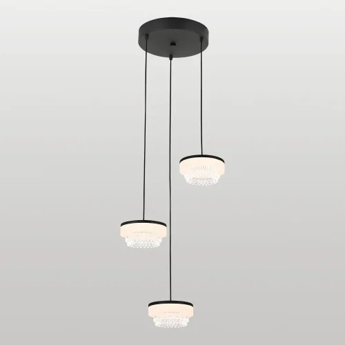Светильник подвесной LED LSP-7487 Lussole белый на 3 лампы, основание чёрное в стиле современный каскад фото 2