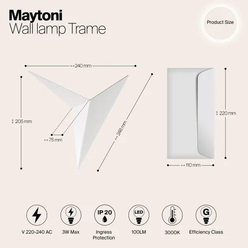 Бра LED Trame C808WL-L3W Maytoni белый на 1 лампу, основание белое в стиле современный фото 6