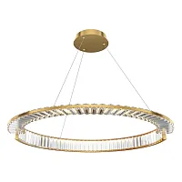 Люстра подвесная LED Krone P097PL-L45BS3K Maytoni прозрачная на 1 лампу, основание латунь в стиле современный кольца