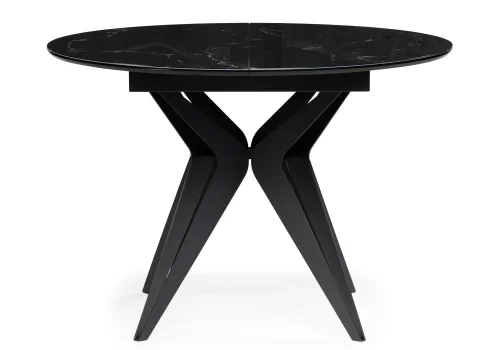 Стеклянный стол Рикла 110(150)х110х76 черный мрамор / черный 553566 Woodville столешница чёрная из стекло фото 2