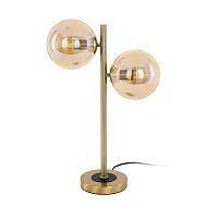 Настольная лампа Лорен CL146823 Citilux янтарная 2 лампы, основание бронзовое металл в стиле современный молекула шар