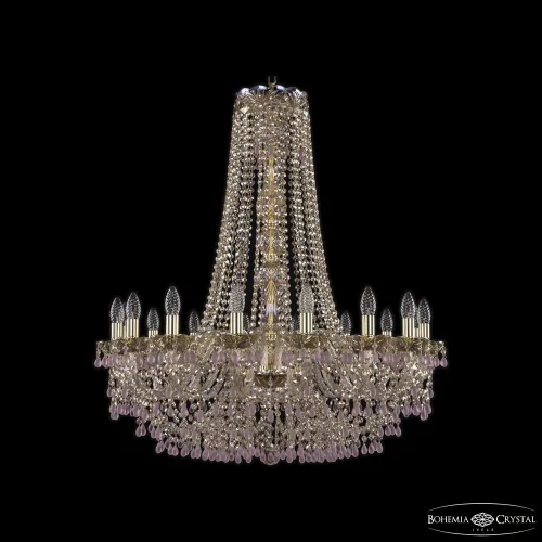 Люстра подвесная 1410/16/300/h-95 G V7010 M801 Bohemia Ivele Crystal без плафона на 16 ламп, основание золотое в стиле классический виноград
