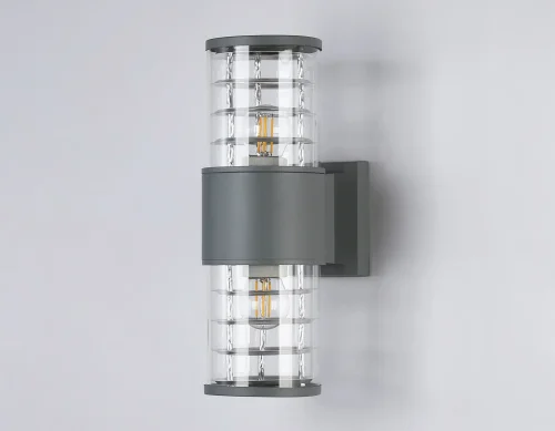 Настенный светильник ST2523 Ambrella light уличный IP54 серый 2 лампы, плафон прозрачный в стиле хай-тек современный E27 фото 4