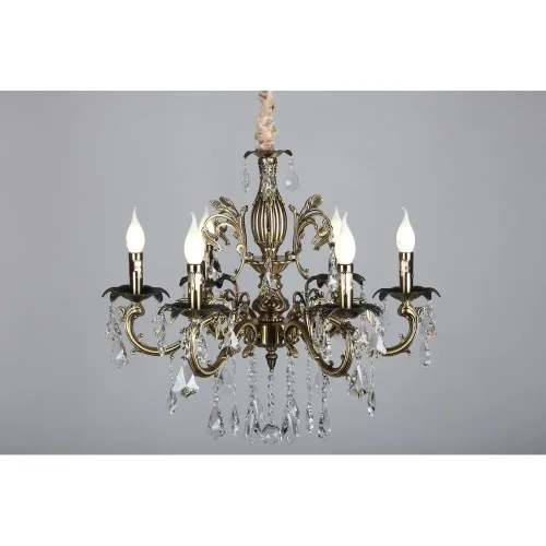 Люстра подвесная Catanzaro OML-30813-06 Omnilux бежевая на 6 ламп, основание бронзовое в стиле классический фото 8