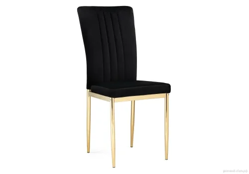 Стул на металлокаркасе Rek black / gold 15637 Woodville, чёрный/велюр, ножки/металл/золотой, размеры - ****420*540