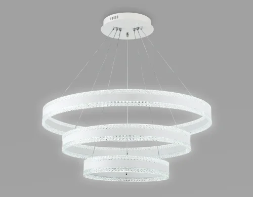 Люстра подвесная LED с пультом FA6181 Ambrella light белая прозрачная на 1 лампа, основание белое в стиле современный хай-тек с пультом кольца фото 4