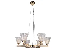 Люстра подвесная 3616/C gold Newport прозрачная на 6 ламп, основание золотое в стиле классический современный американский 