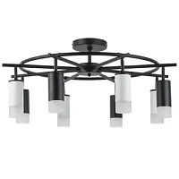 Люстра потолочная Rullo LR7183743641 Lightstar белая чёрная на 8 ламп, основание чёрное в стиле современный хай-тек 