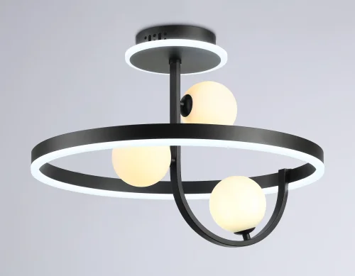 Светильник потолочный LED с пультом FL66263 Ambrella light чёрный 1 лампа, основание чёрное в стиле современный хай-тек кольца фото 4