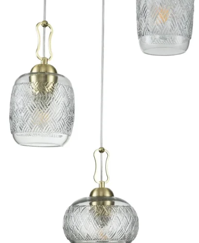 Светильник подвесной Pizzo V000291 Indigo прозрачный 3 лампы, основание золотое в стиле классический кантри выдувное фото 2