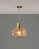 Светильник подвесной Sunset V10921-P Moderli янтарный 1 лампа, основание золотое в стиле современный выдувное
