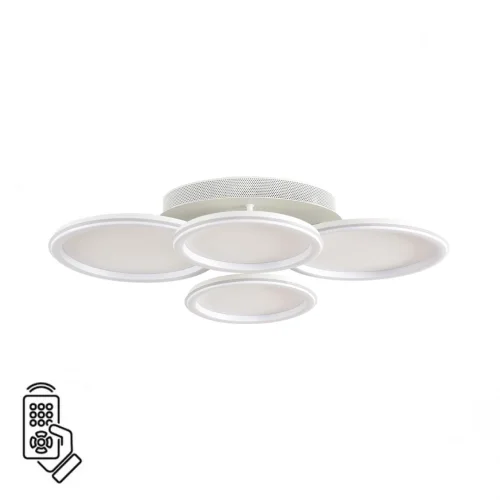 Люстра потолочная LED с пультом Alis Smart 8380/95CL Lumion белая на 1 лампу, основание белое в стиле современный хай-тек сири яндекс алиса с пультом Люстра потолочная LED с пультом Alis Smart 8380/95CL Lumion белая на 1 лампу, основание белое в стиле современный хай-тек сири яндекс алиса с пультом