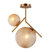 Светильник потолочный Marzena APL.300.17.02 Aployt янтарный 2 лампы, основание бронзовое в стиле современный шар