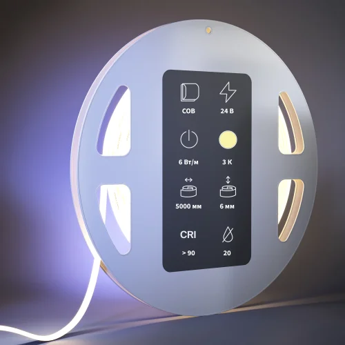 Светодиодная лента 24В COB 6Вт/м 3000К 5м IP 20 201067 Maytoni цвет LED тёплый белый 3000K, световой поток Lm фото 2