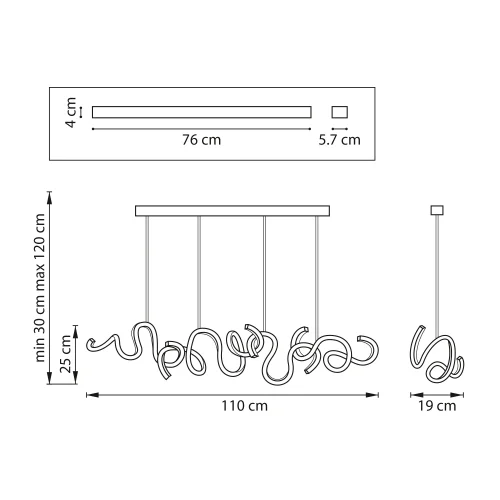 Светильник подвесной LED Corinto 637117 Lightstar белый чёрный на 1 лампу, основание чёрное в стиле хай-тек современный линейный фото 2