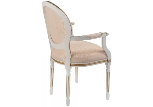 Деревянный стул Данте молочный с золотой патиной 406095 Woodville, бежевый/ткань, ножки/массив бука дерево/молочный, размеры - ****570*550 фото 4
