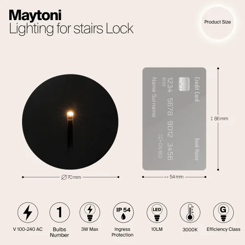 Подсветка для лестниц LED Lock O014SL-L3B3K Maytoni уличный IP54 чёрный на 1 лампу, плафон чёрный в стиле современный LED фото 11