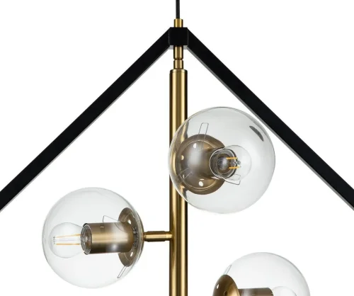 Светильник подвесной Faccetta V000107 Indigo прозрачный 4 лампы, основание чёрное в стиле скандинавский шар фото 2