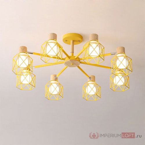 Люстра потолочная CORF B3 Yellow 8 lamps 189497-26 ImperiumLoft жёлтая на 8 ламп, основание жёлтое в стиле современный скандинавский  фото 3